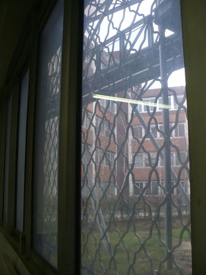 Figure 5: The view through the barred windows of a philosophy classroom (March 2010).