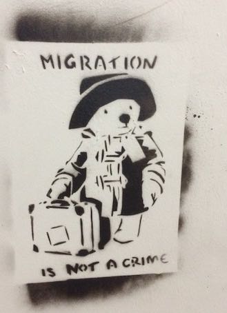 Figure 24: “Migration is not a crime,” seen on the campus walls in 2017.